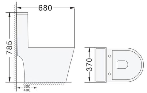 Standard close-coupled one-piece toilet seat