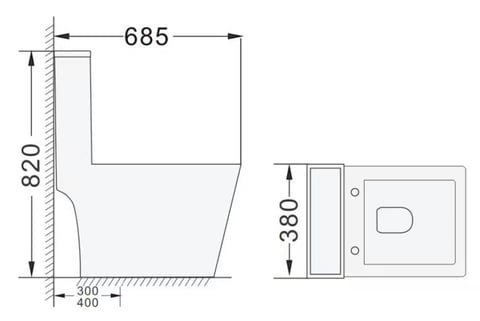 Back-to-wall one-piece toilet