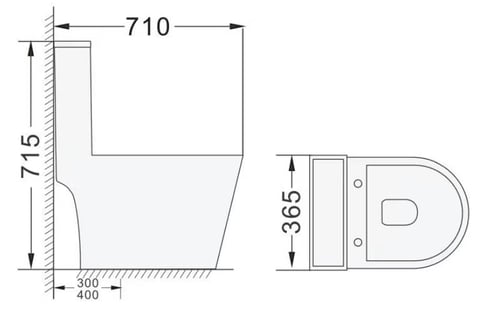 Close Coupled Back to Wall Toilet