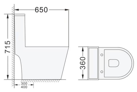 One-piece toilet with seat