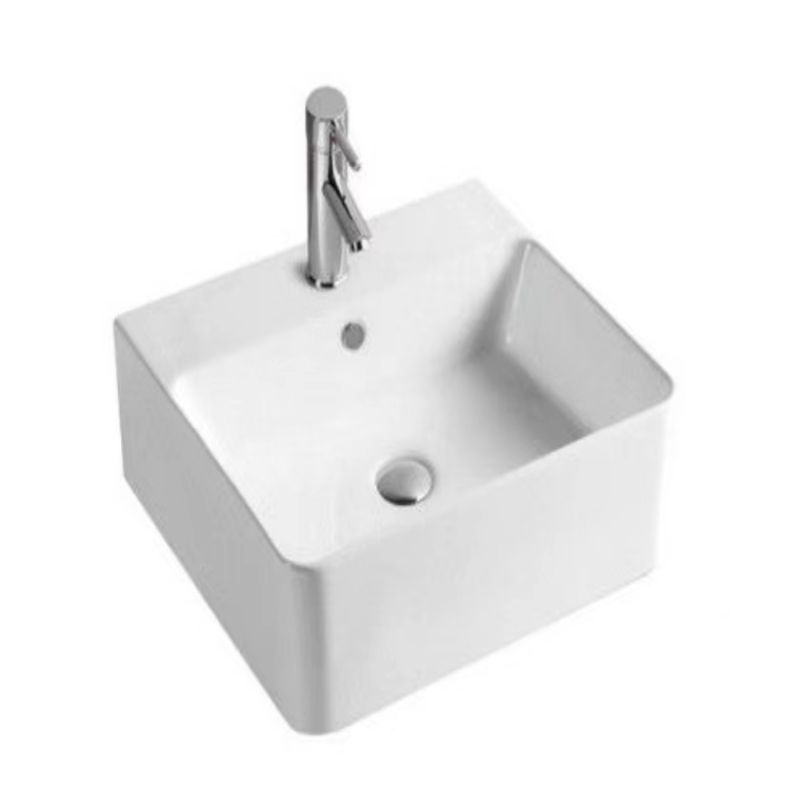 White Square Ceramic Bathroom Sink