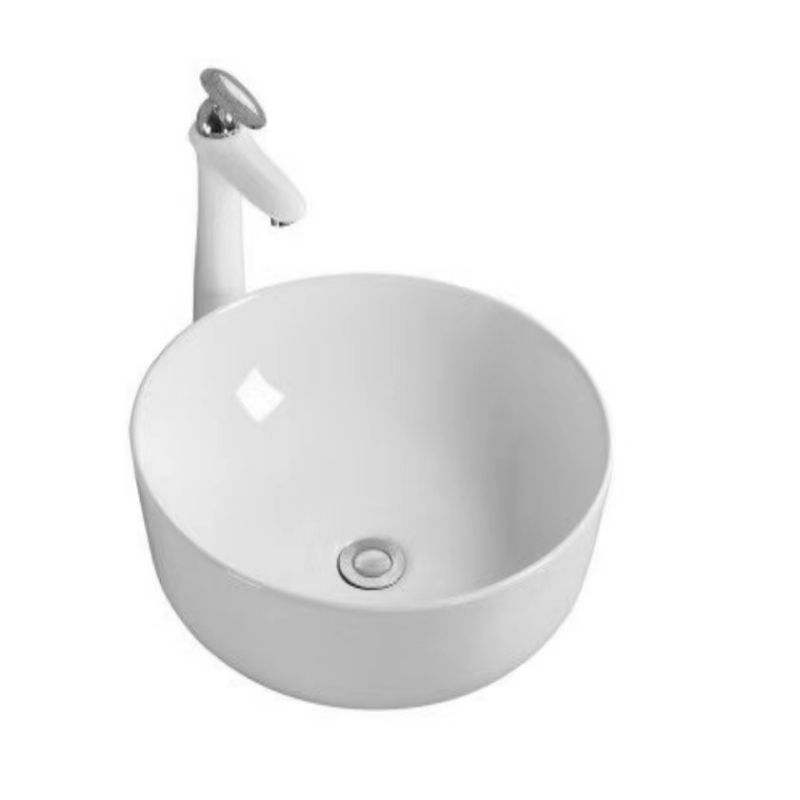 White Round Ceramic Bathroom Sink